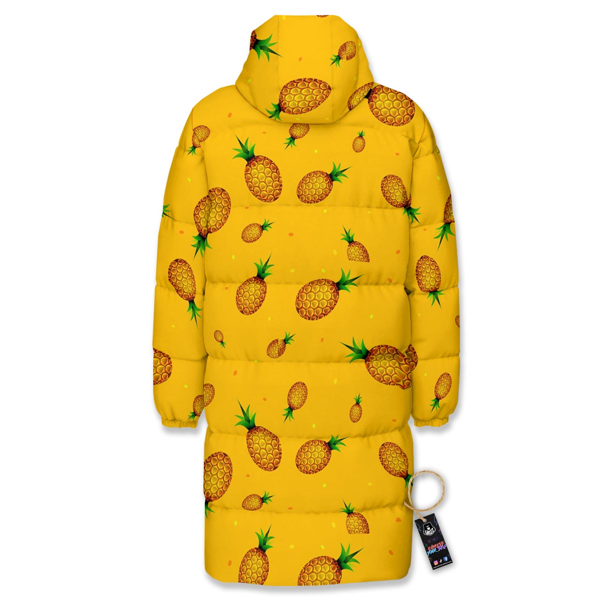 Pineapple Sand Beach Print Pattern Long Down Jacket-grizzshop