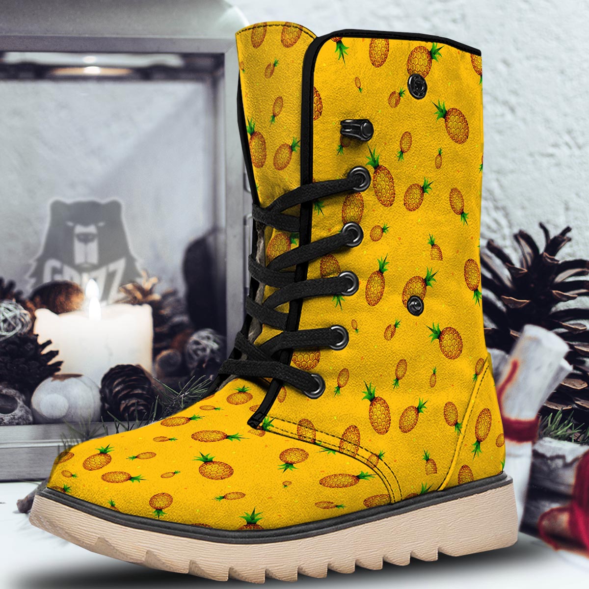 Pineapple Sand Beach Print Pattern Snow Boots-grizzshop