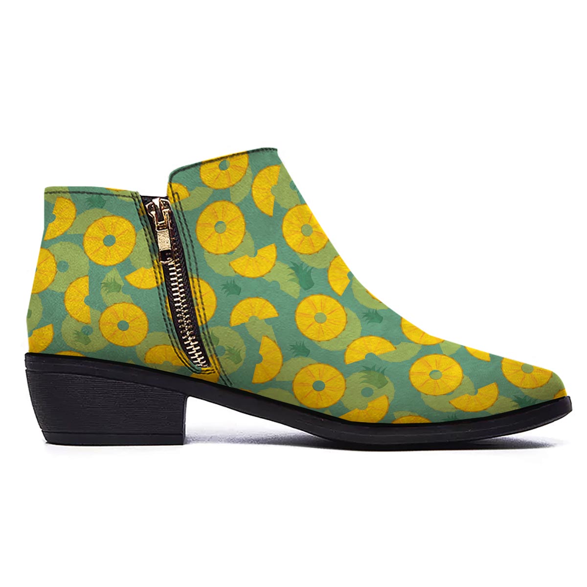 Pineapple Sliced Print Pattern Ankle Boots-grizzshop