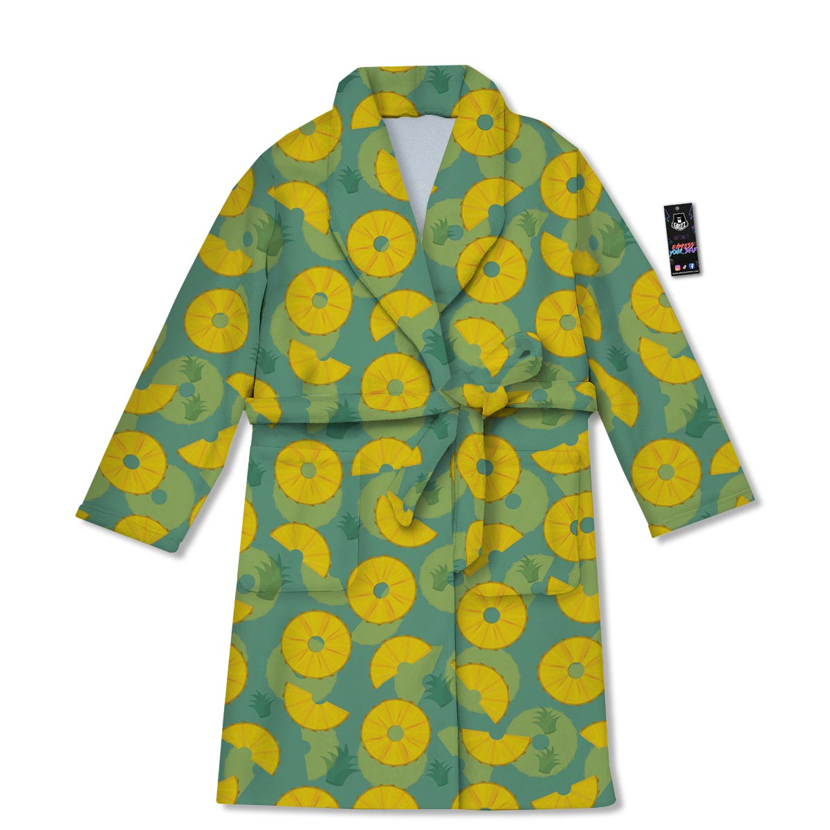 Pineapple Sliced Print Pattern Bathrobe-grizzshop