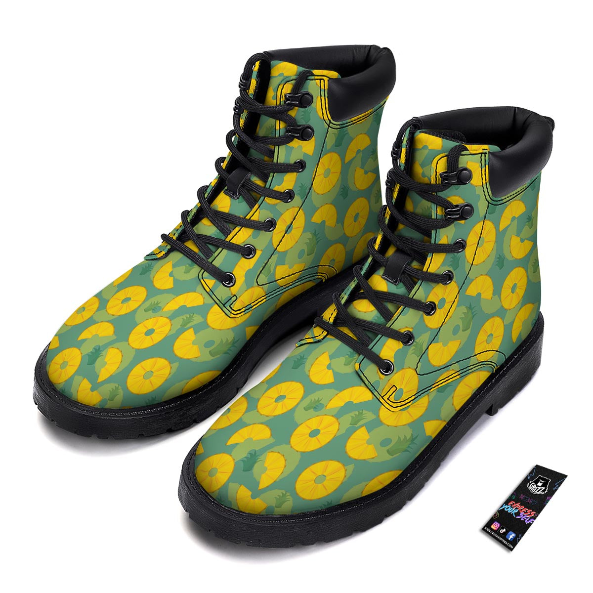 Pineapple Sliced Print Pattern Boots-grizzshop