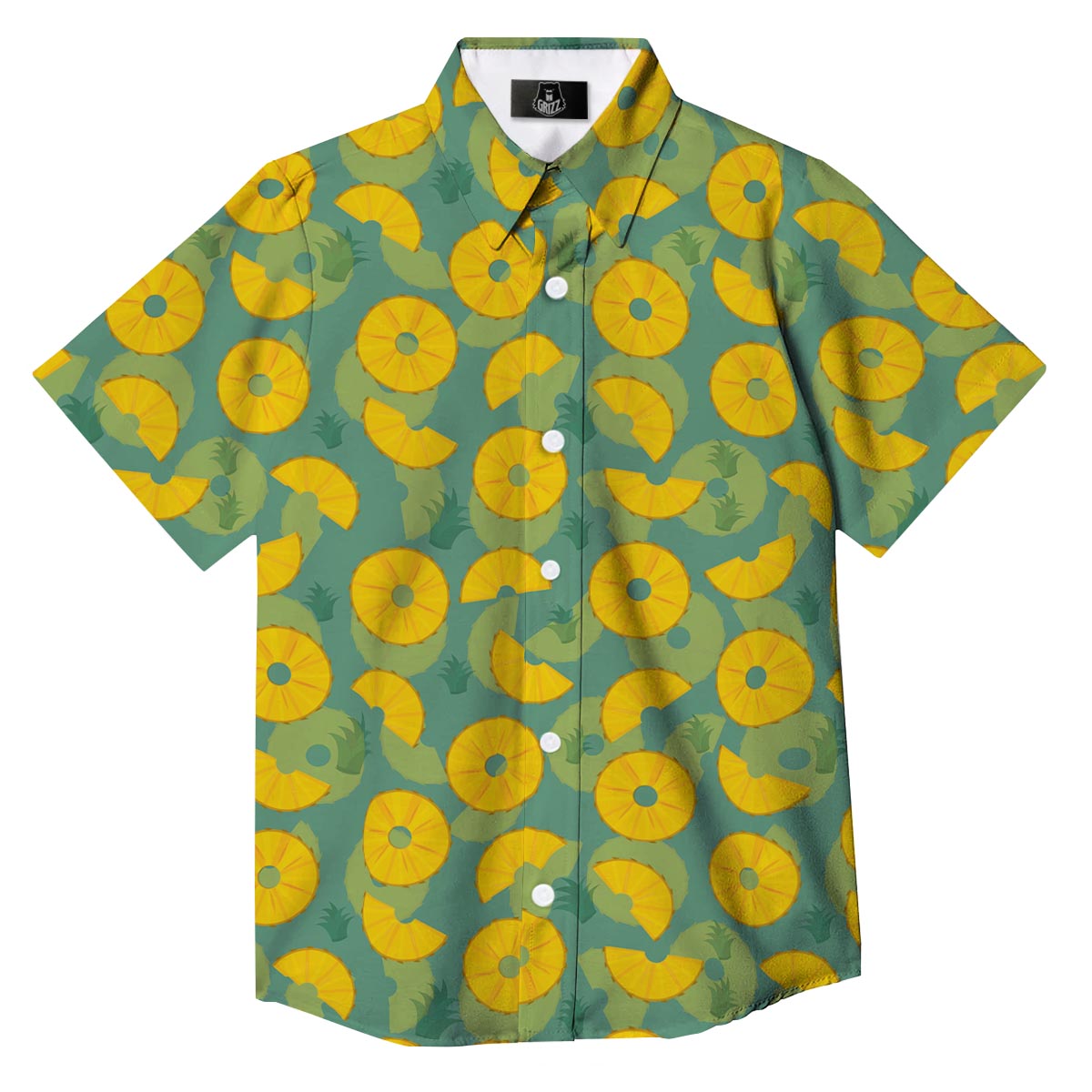 Pineapple Sliced Print Pattern Button Up Shirt-grizzshop