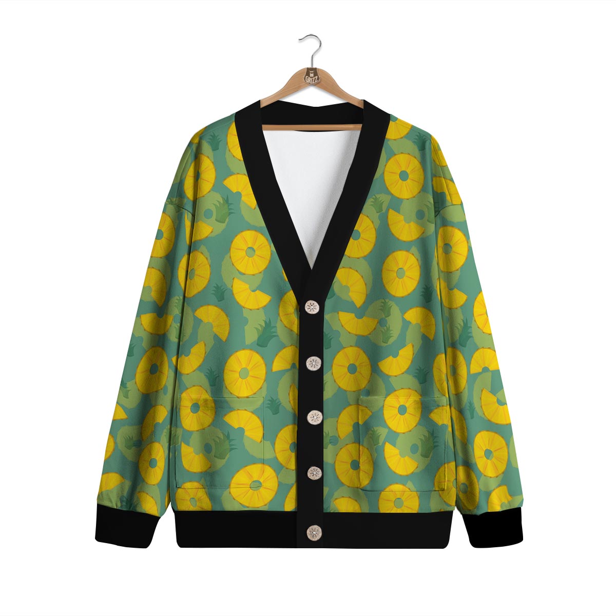Pineapple Sliced Print Pattern Cardigan-grizzshop