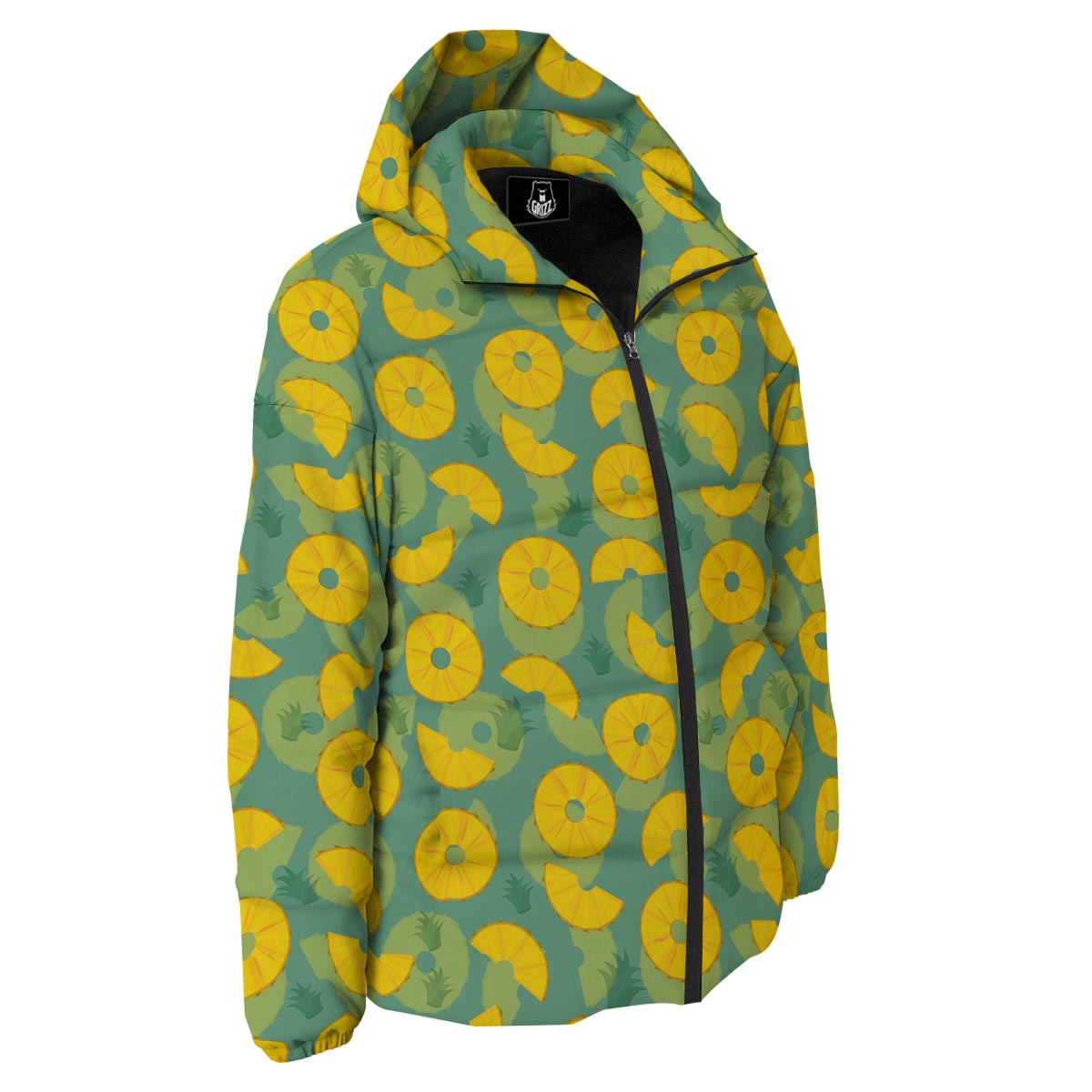 Pineapple Sliced Print Pattern Down Jacket-grizzshop