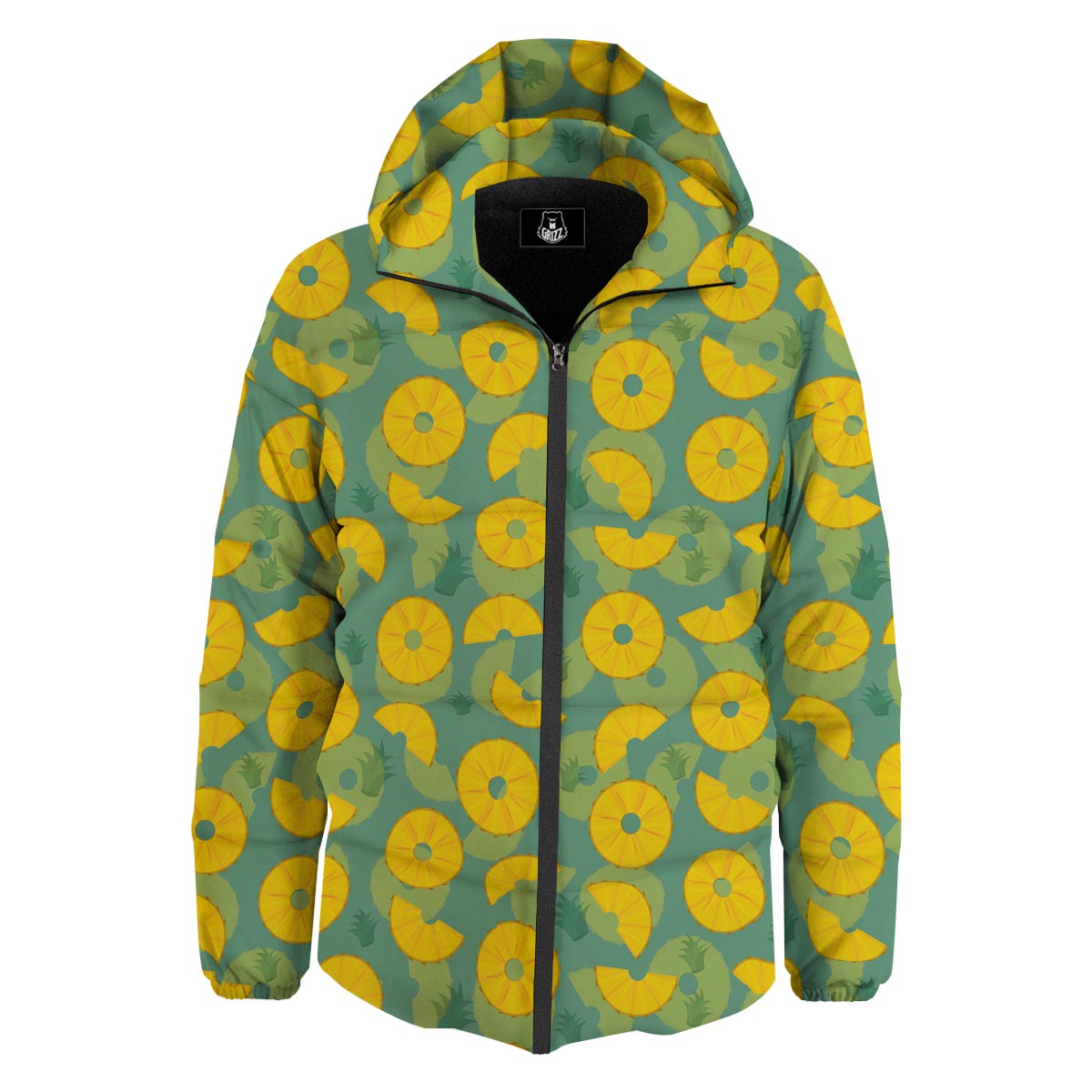 Pineapple Sliced Print Pattern Down Jacket-grizzshop