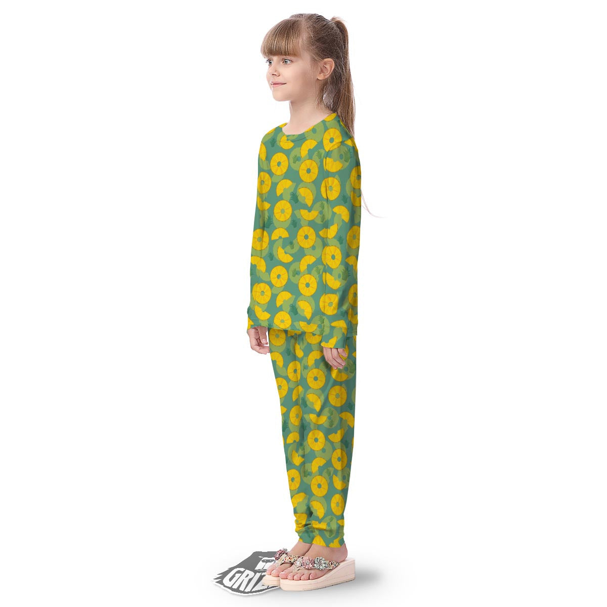 Pineapple Sliced Print Pattern Kid's Pajamas-grizzshop