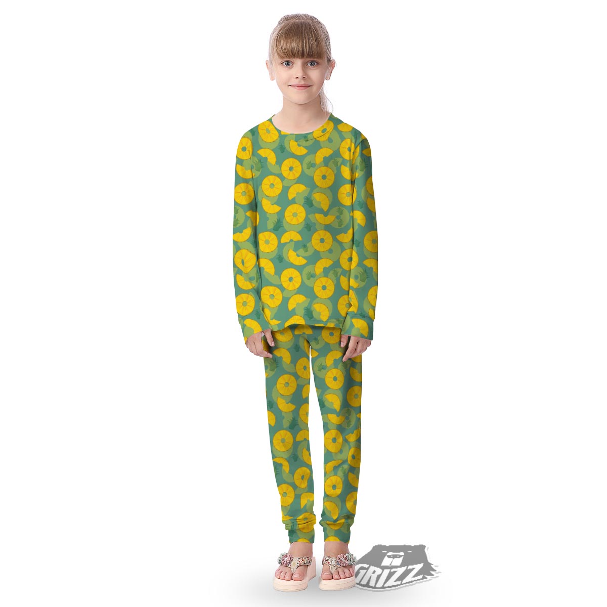 Pineapple Sliced Print Pattern Kid's Pajamas-grizzshop