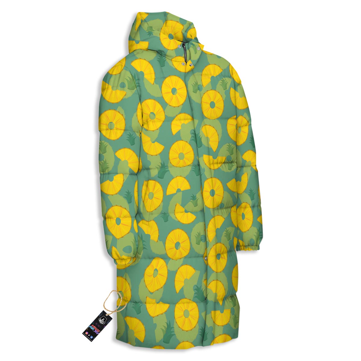 Pineapple Sliced Print Pattern Long Down Jacket-grizzshop