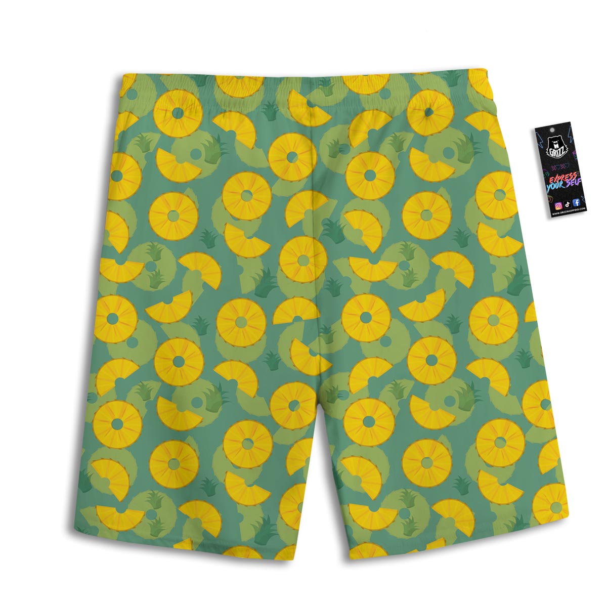 Pineapple Sliced Print Pattern Men's Athletic Shorts-grizzshop