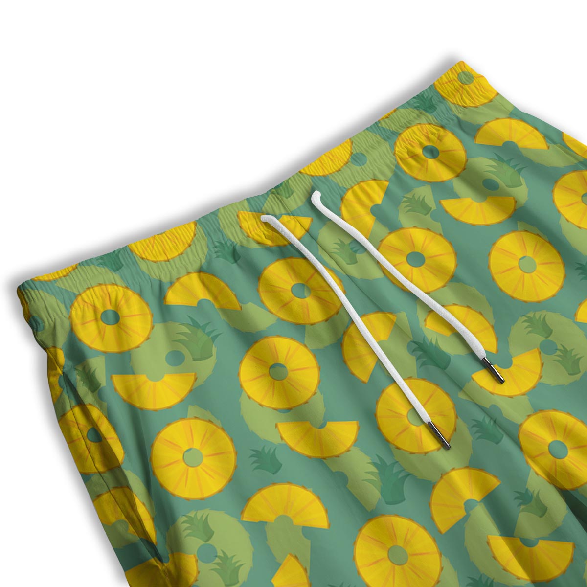 Pineapple Sliced Print Pattern Men's Athletic Shorts-grizzshop