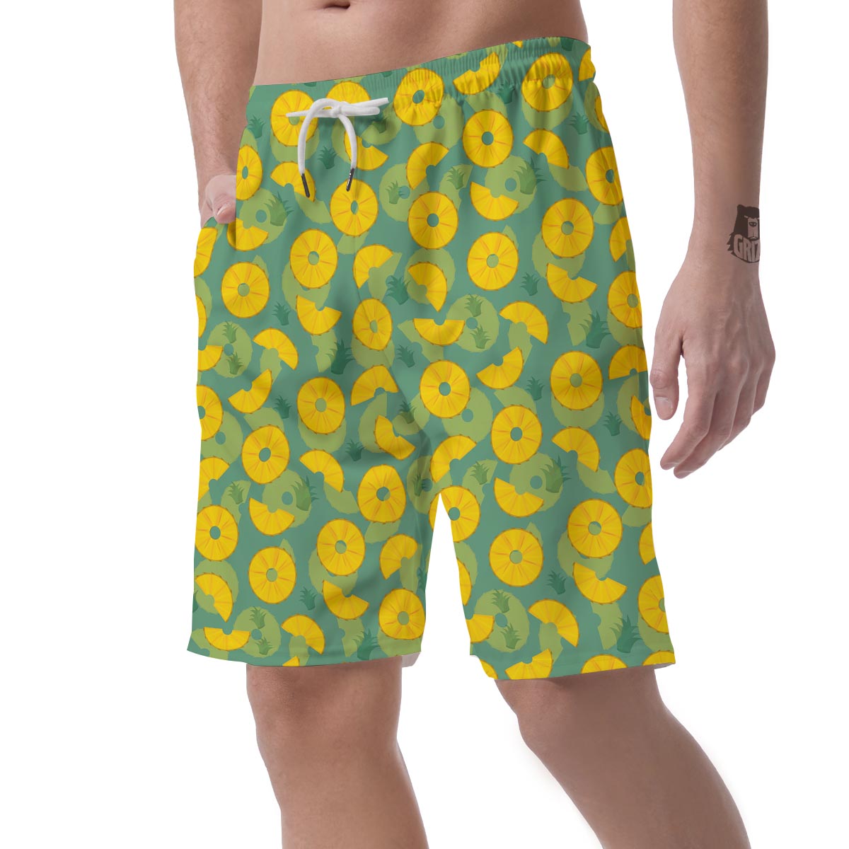 Pineapple Sliced Print Pattern Men's Shorts-grizzshop
