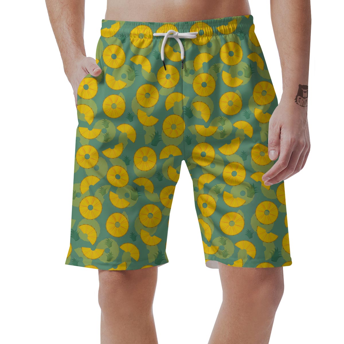 Pineapple Sliced Print Pattern Men's Shorts-grizzshop