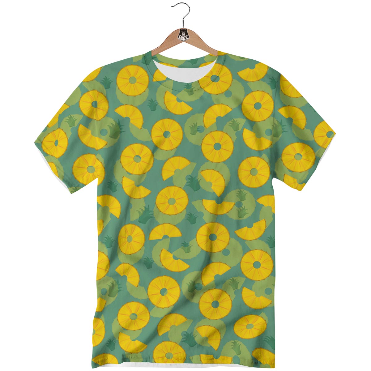 Pineapple Sliced Print Pattern T-Shirt-grizzshop