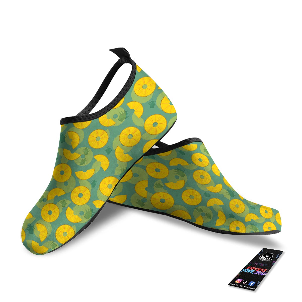 Pineapple Sliced Print Pattern Water Shoes-grizzshop