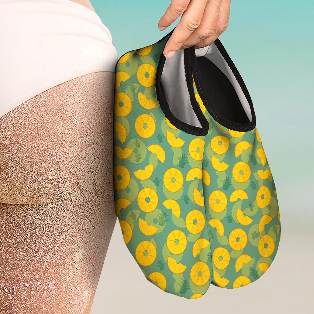 Pineapple Sliced Print Pattern Water Shoes-grizzshop