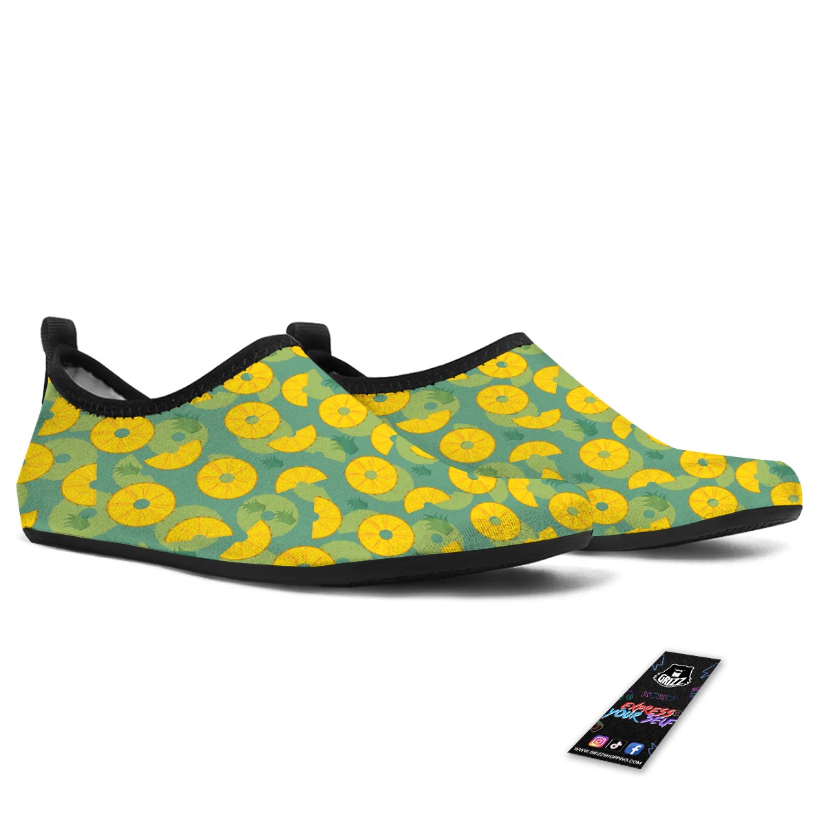 Pineapple Sliced Print Pattern Water Shoes-grizzshop