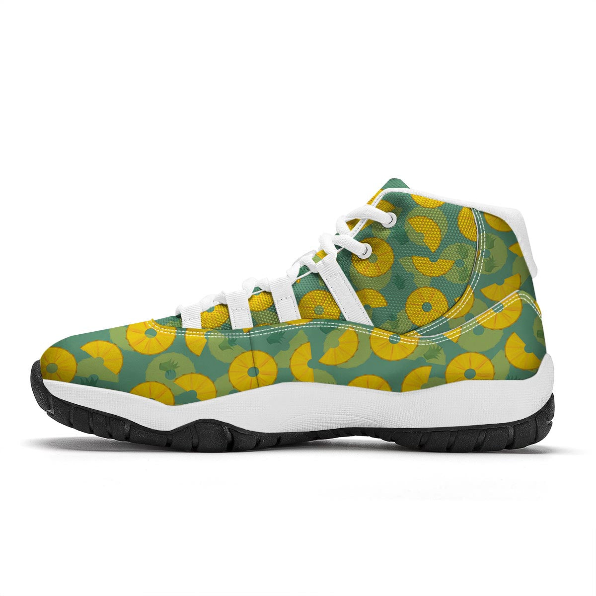 Pineapple Sliced Print Pattern White Bball Shoes-grizzshop