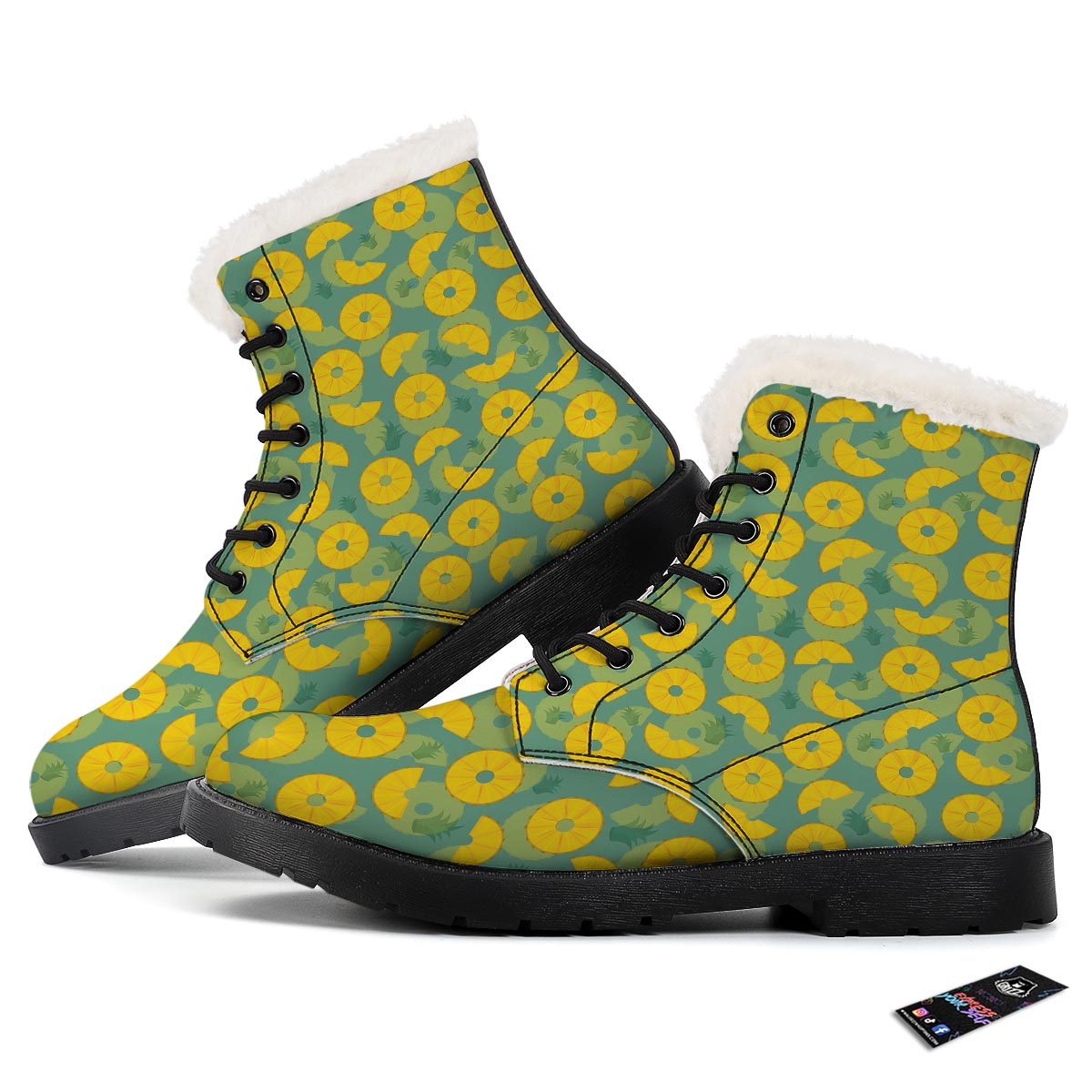 Pineapple Sliced Print Pattern Winter Boots-grizzshop