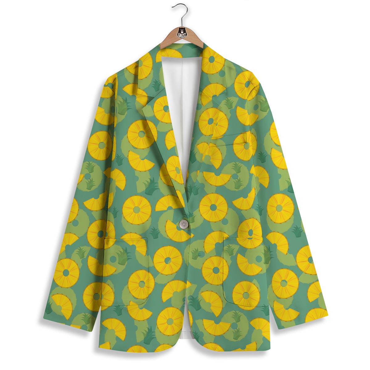 Pineapple Sliced Print Pattern Women's Blazer-grizzshop