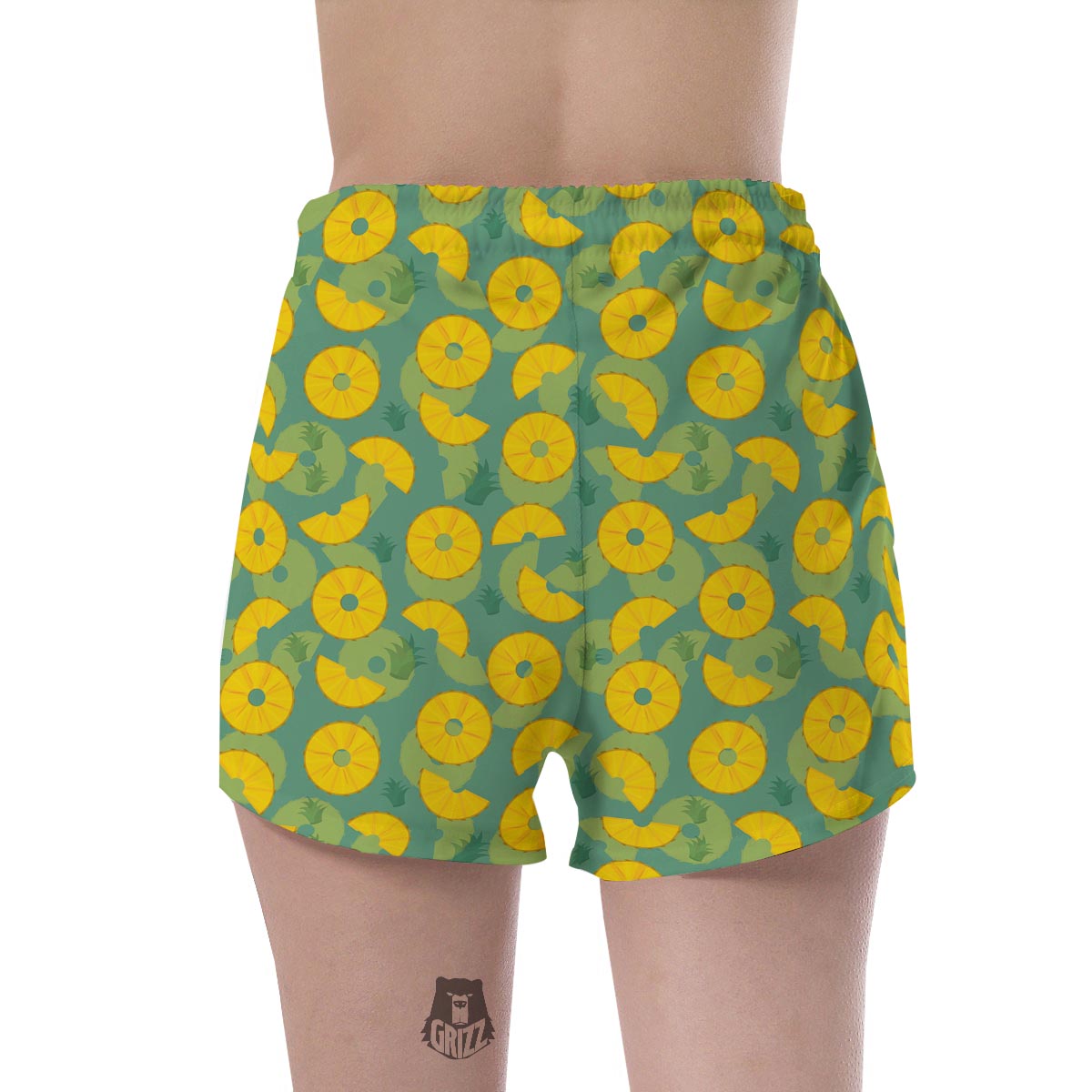 Pineapple Sliced Print Pattern Women's Shorts-grizzshop