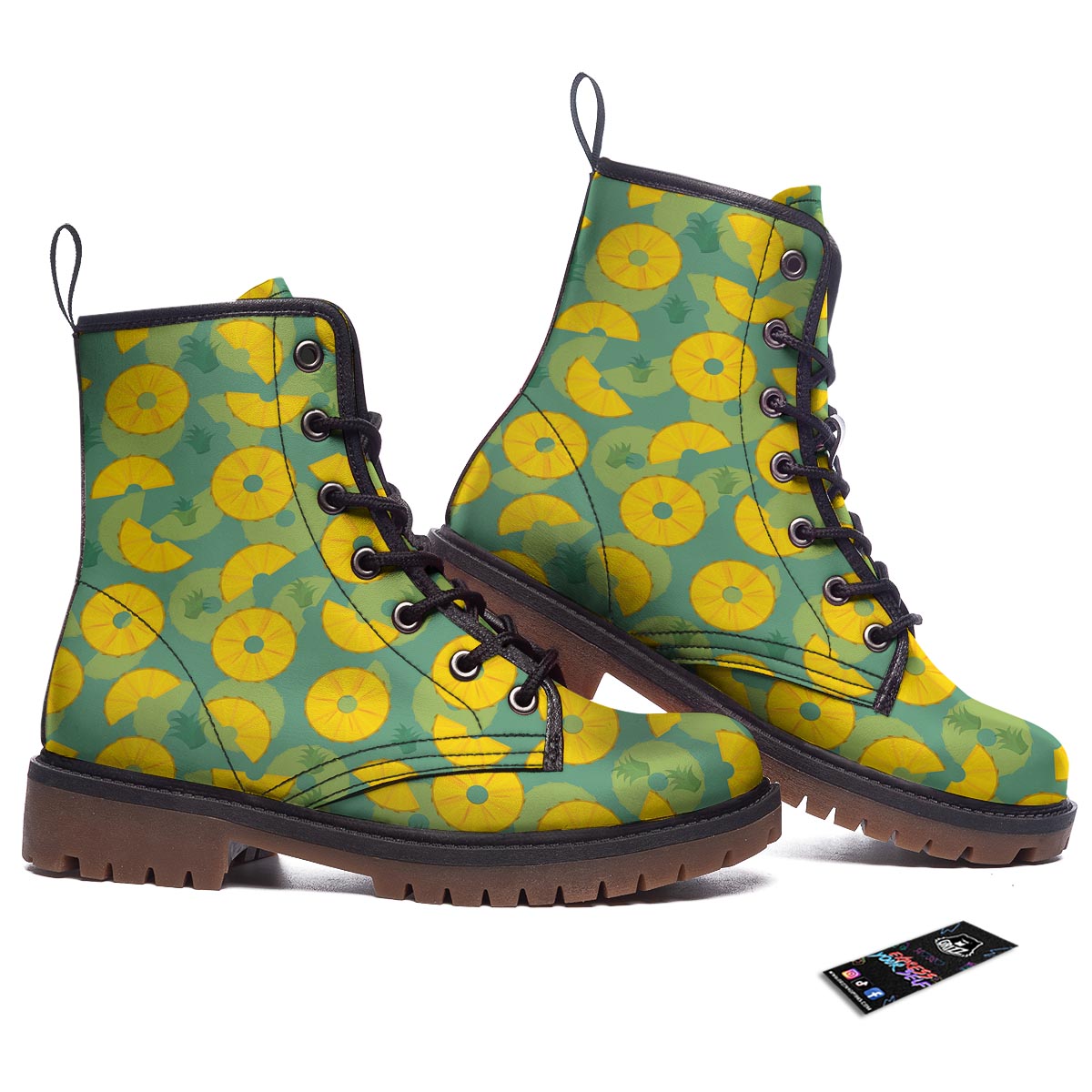 Pineapple Sliced Print Pattern Work Boots-grizzshop
