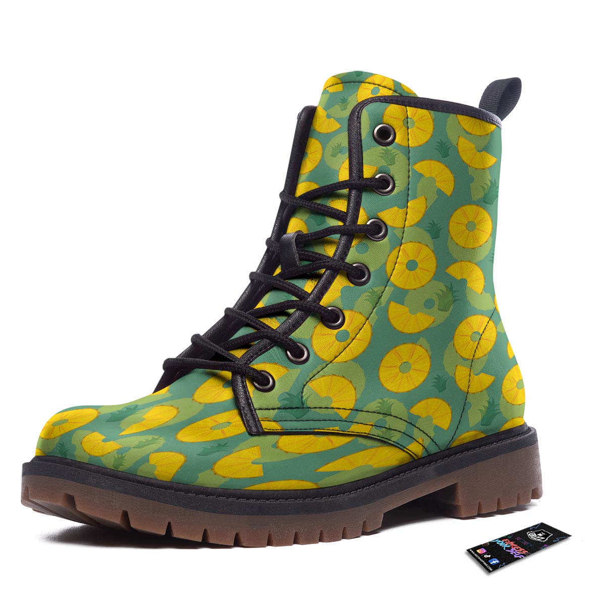 Pineapple Sliced Print Pattern Work Boots-grizzshop