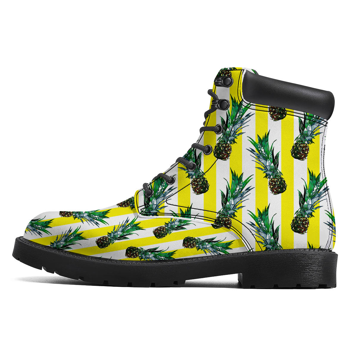 Pineapple Striped Yellow Print Pattern Boots-grizzshop