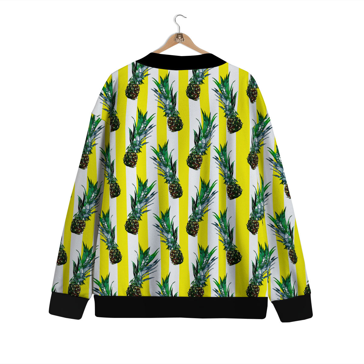 Pineapple Striped Yellow Print Pattern Cardigan-grizzshop