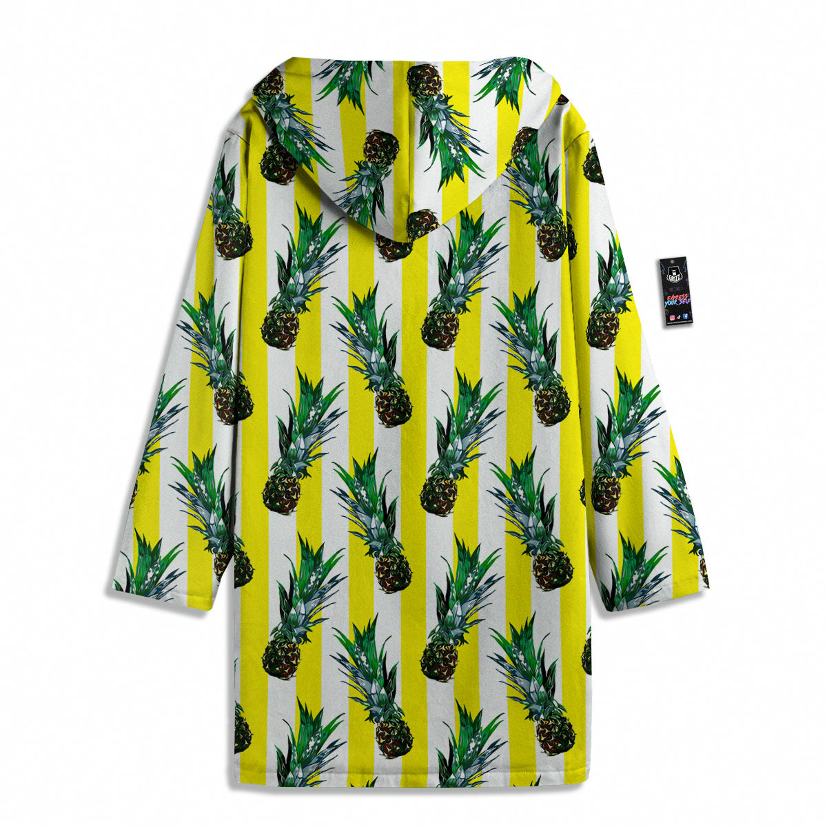 Pineapple Striped Yellow Print Pattern Men's Windbreaker Jacket-grizzshop