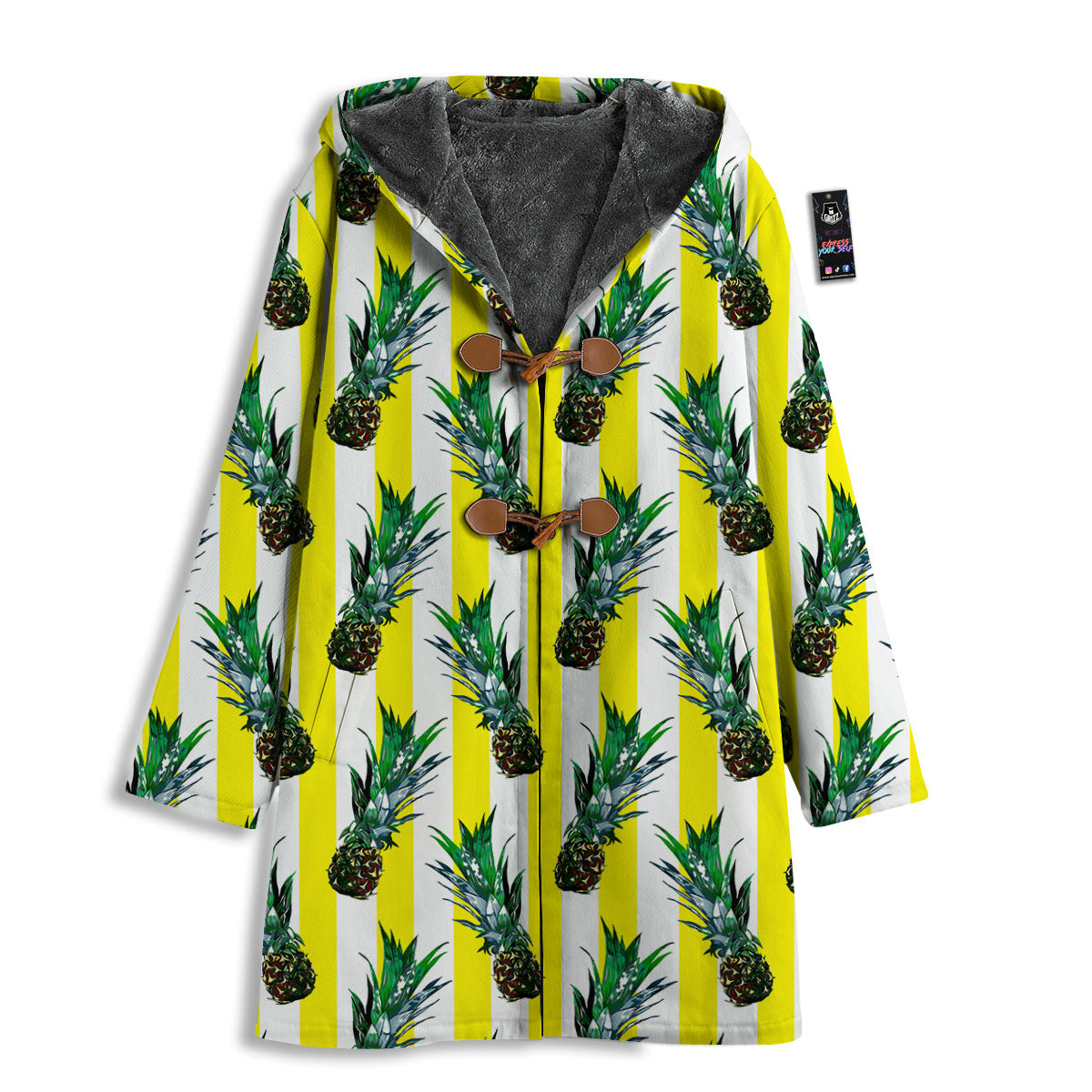 Pineapple Striped Yellow Print Pattern Men's Windbreaker Jacket-grizzshop