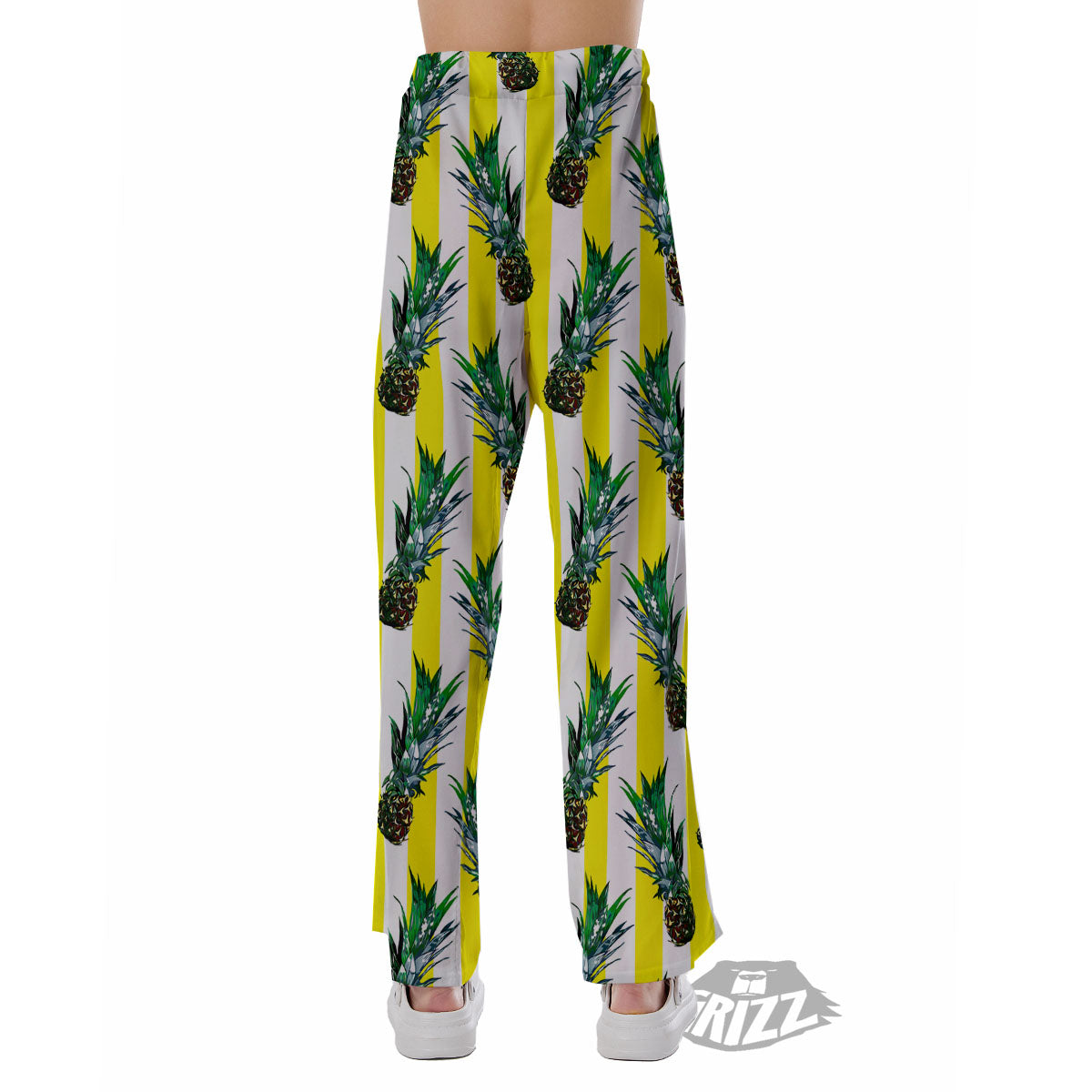 Pineapple Striped Yellow Print Pattern Pajama Pants-grizzshop