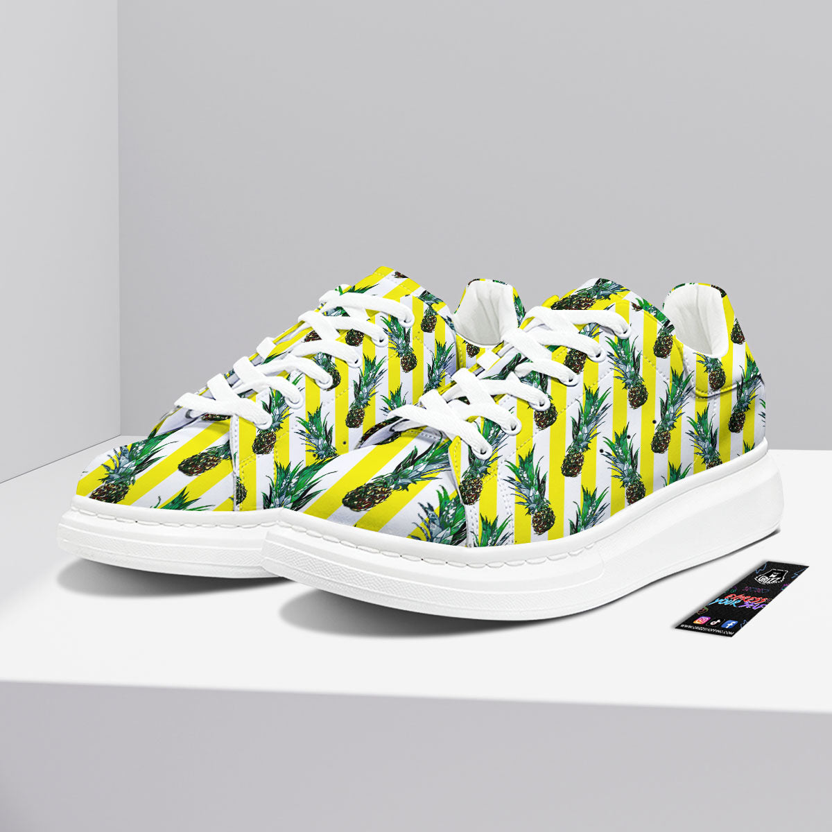 Pineapple Striped Yellow Print Pattern Platform Shoes-grizzshop