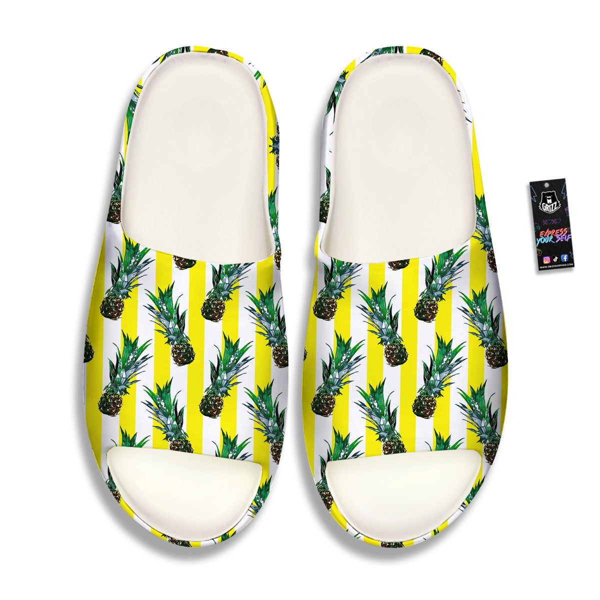 Pineapple Striped Yellow Print Pattern Sandals-grizzshop