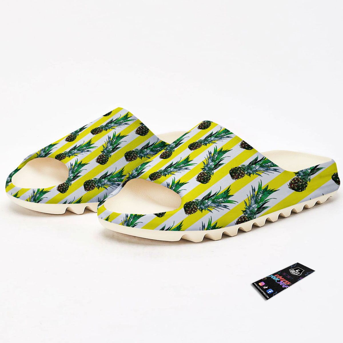 Pineapple Striped Yellow Print Pattern Sandals-grizzshop