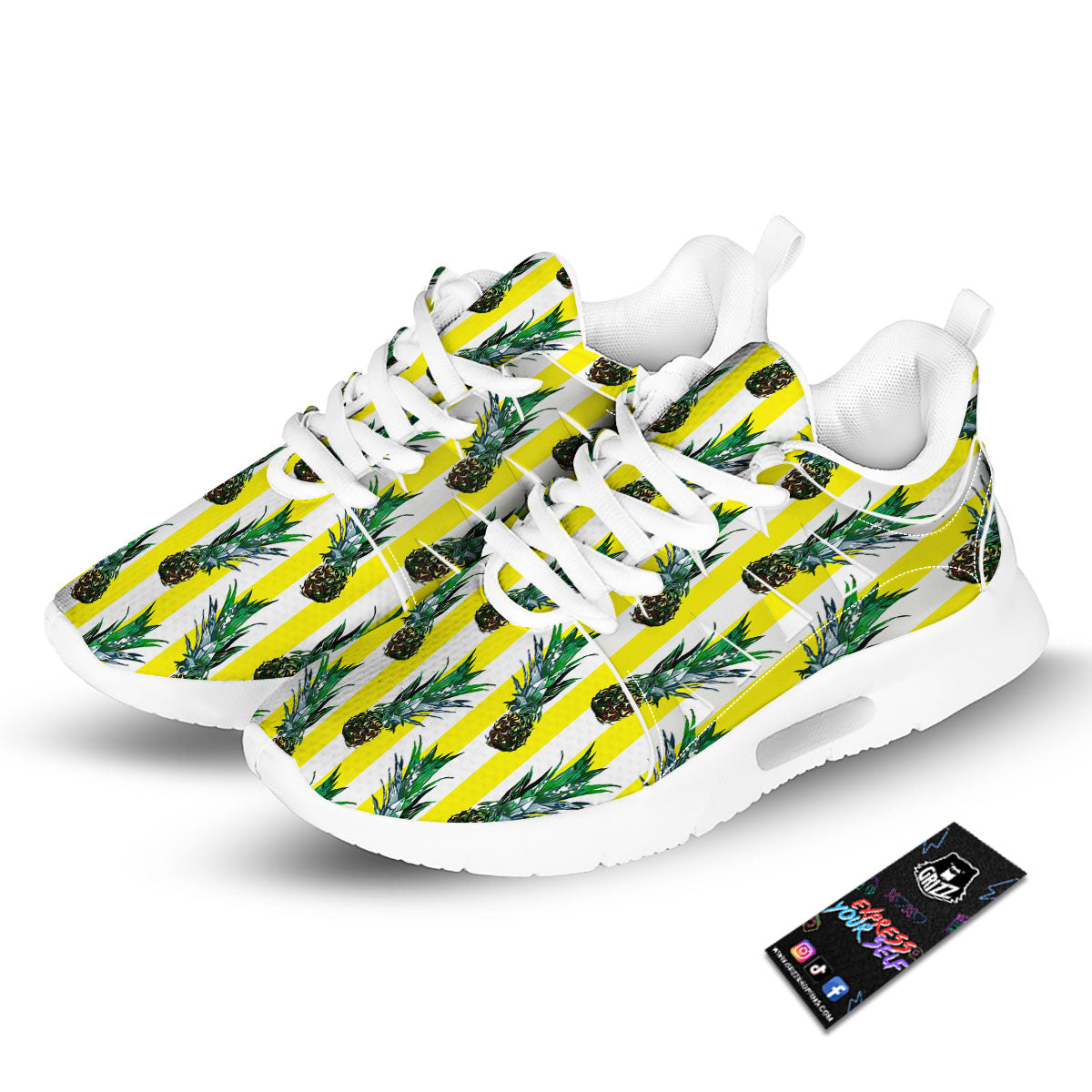 Pineapple Striped Yellow Print Pattern Tennis Shoes-grizzshop