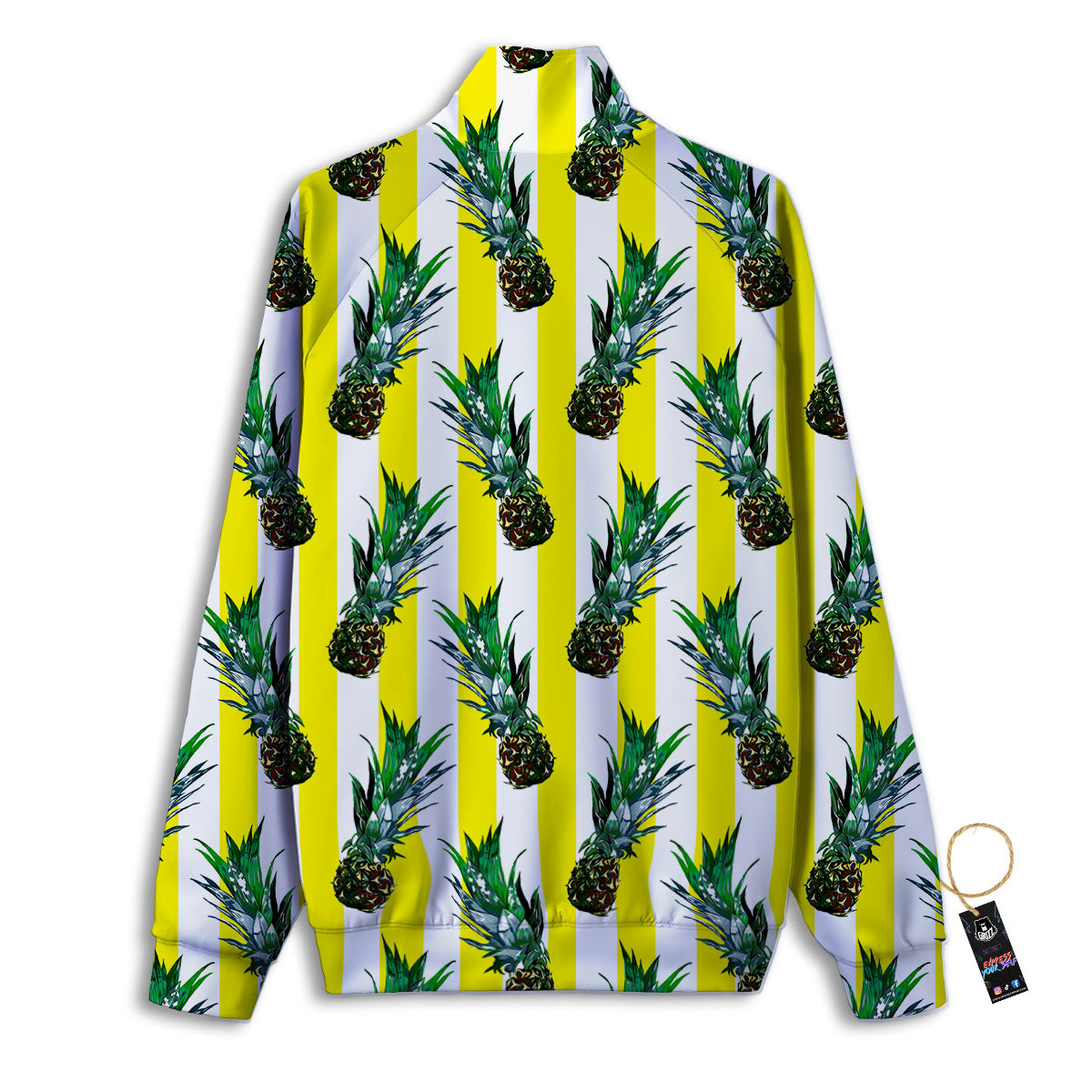 Pineapple Striped Yellow Print Pattern Track Jacket-grizzshop