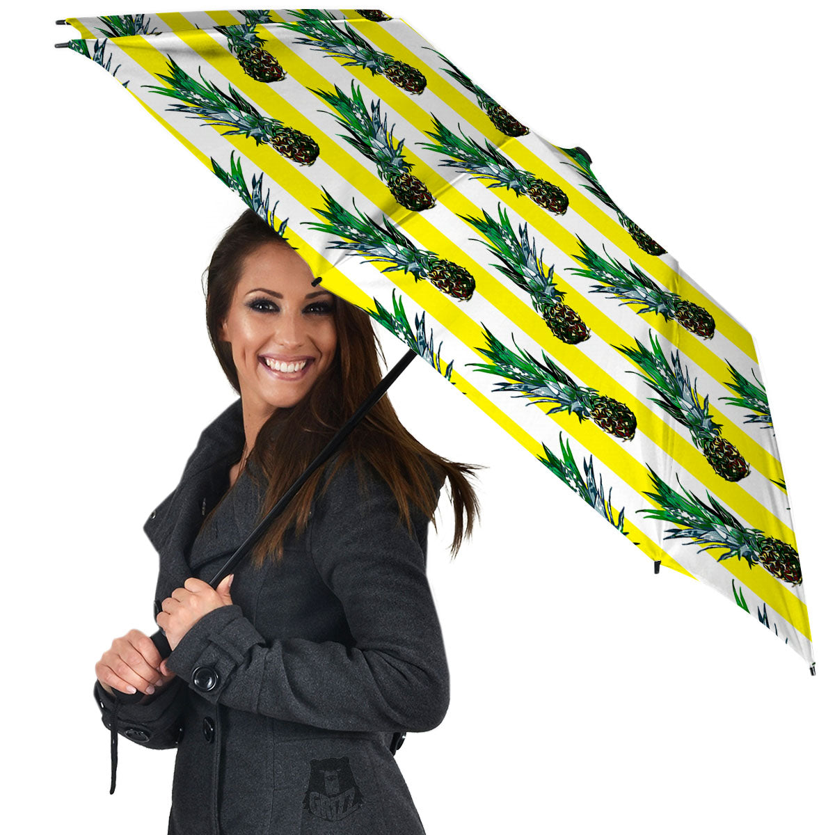 Pineapple Striped Yellow Print Pattern Umbrella-grizzshop