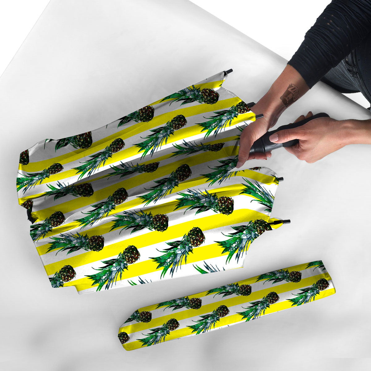 Pineapple Striped Yellow Print Pattern Umbrella-grizzshop