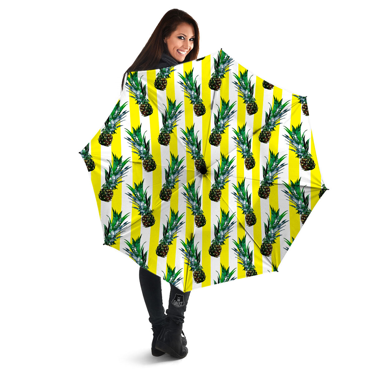 Pineapple Striped Yellow Print Pattern Umbrella-grizzshop