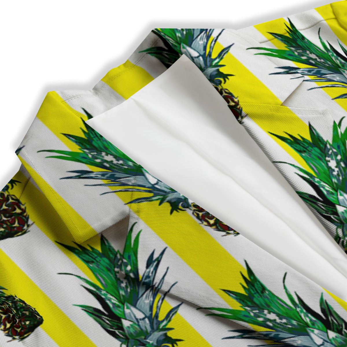 Pineapple Striped Yellow Print Pattern Women's Blazer-grizzshop