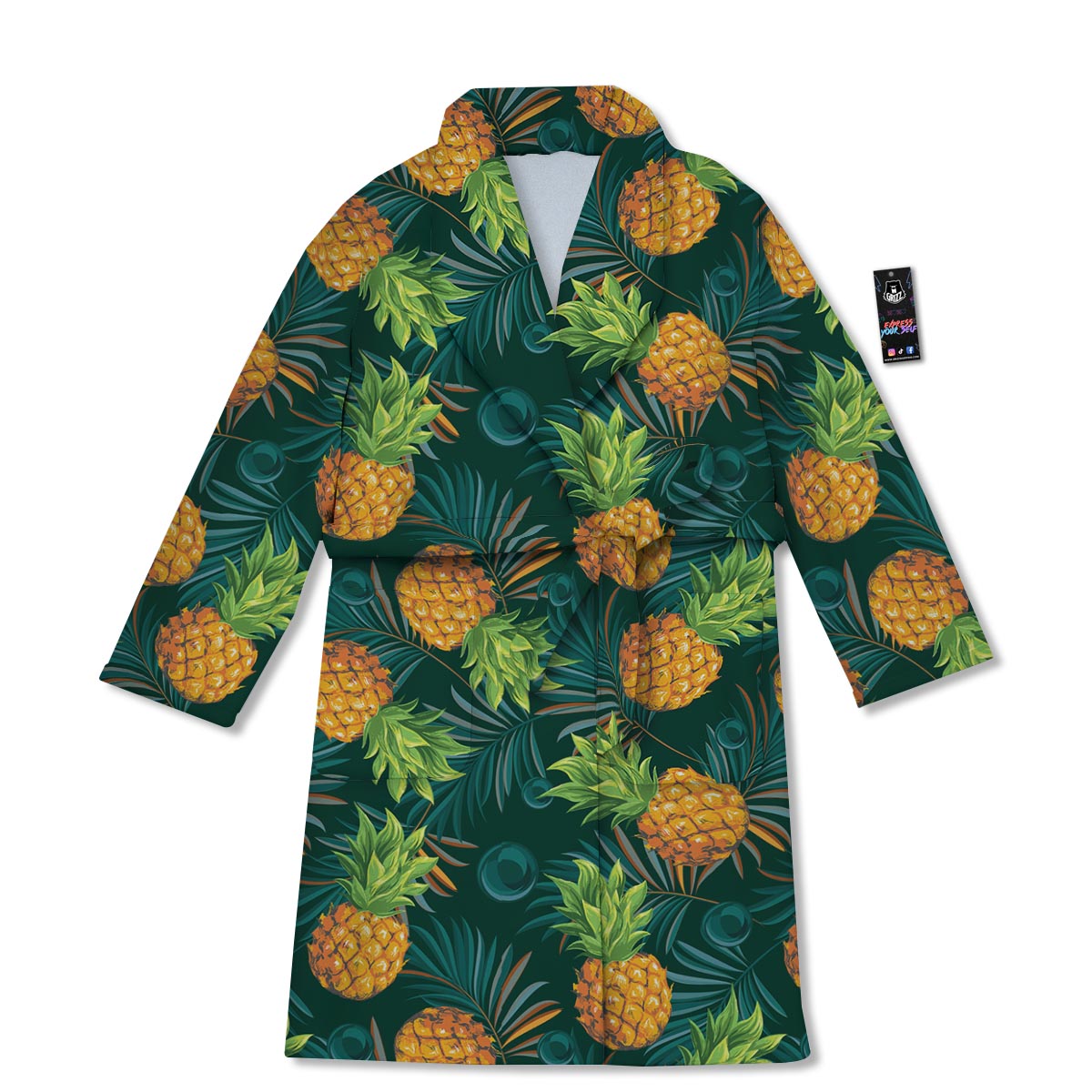 Pineapple Summer Print Pattern Bathrobe-grizzshop