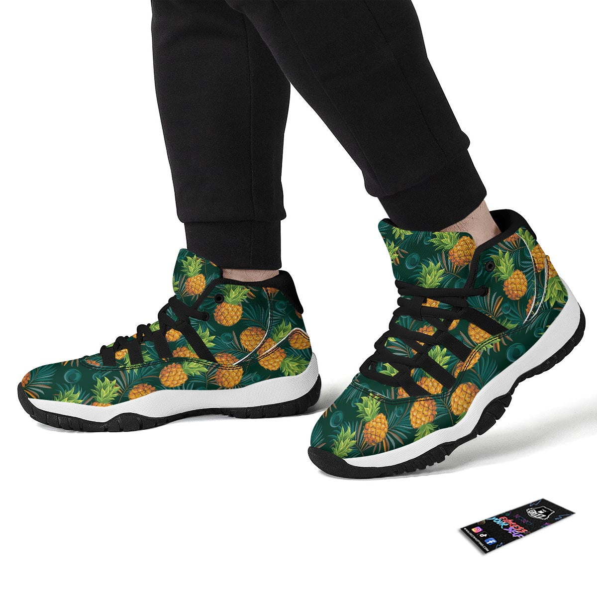 Pineapple Summer Print Pattern Black Bball Shoes-grizzshop