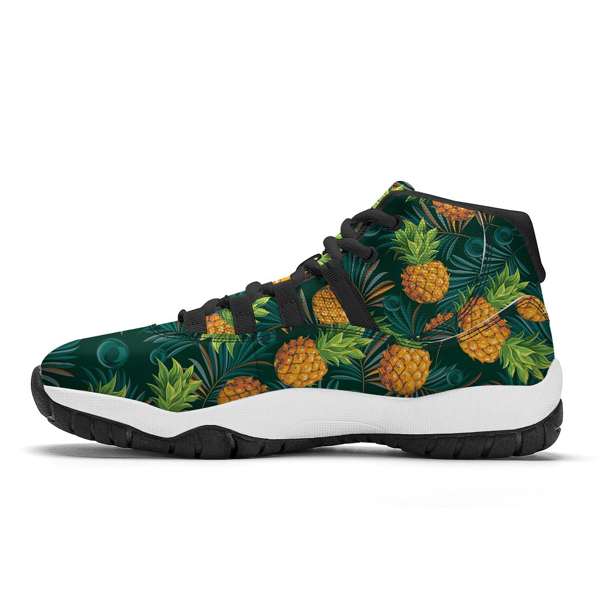 Pineapple Summer Print Pattern Black Bball Shoes-grizzshop