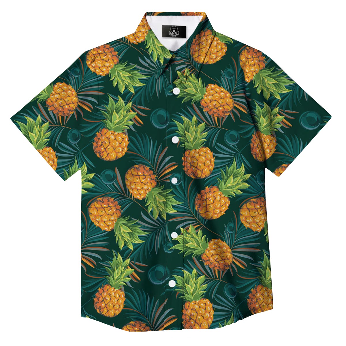 Pineapple Summer Print Pattern Button Up Shirt-grizzshop