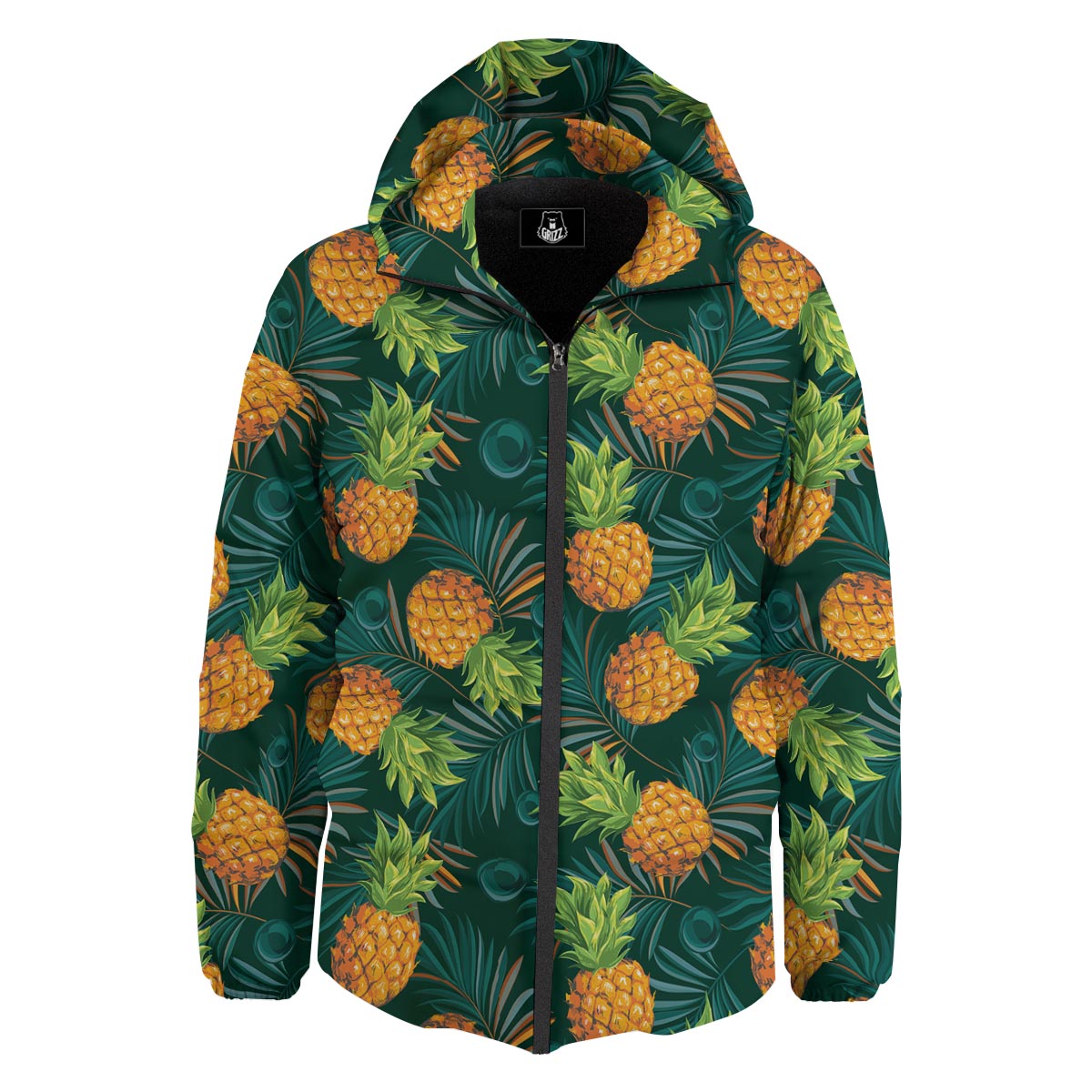 Pineapple Summer Print Pattern Down Jacket-grizzshop
