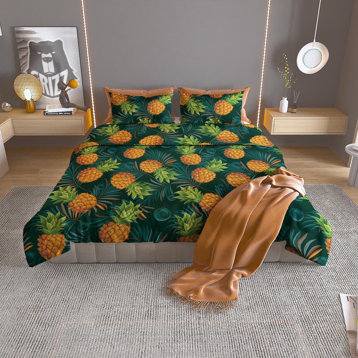Pineapple Summer Print Pattern Duvet Cover Bedding Set-grizzshop