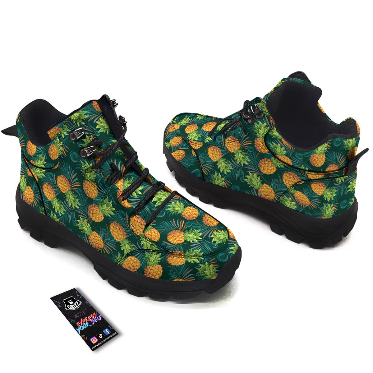 Pineapple Summer Print Pattern Hiking Shoes-grizzshop