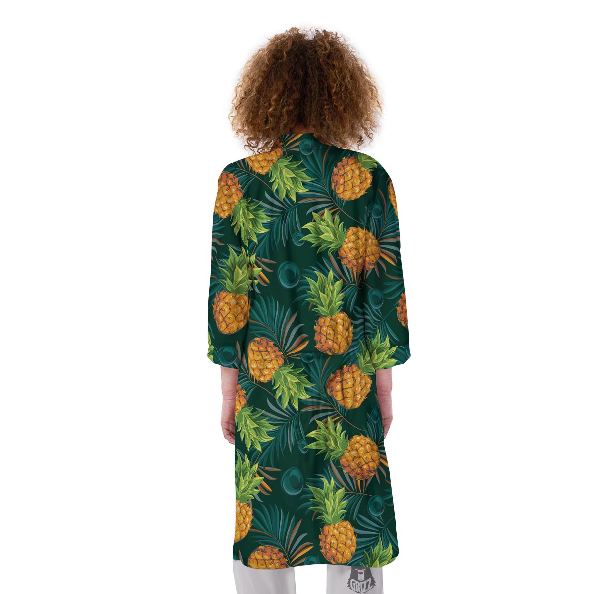 Pineapple Summer Print Pattern Kimono-grizzshop
