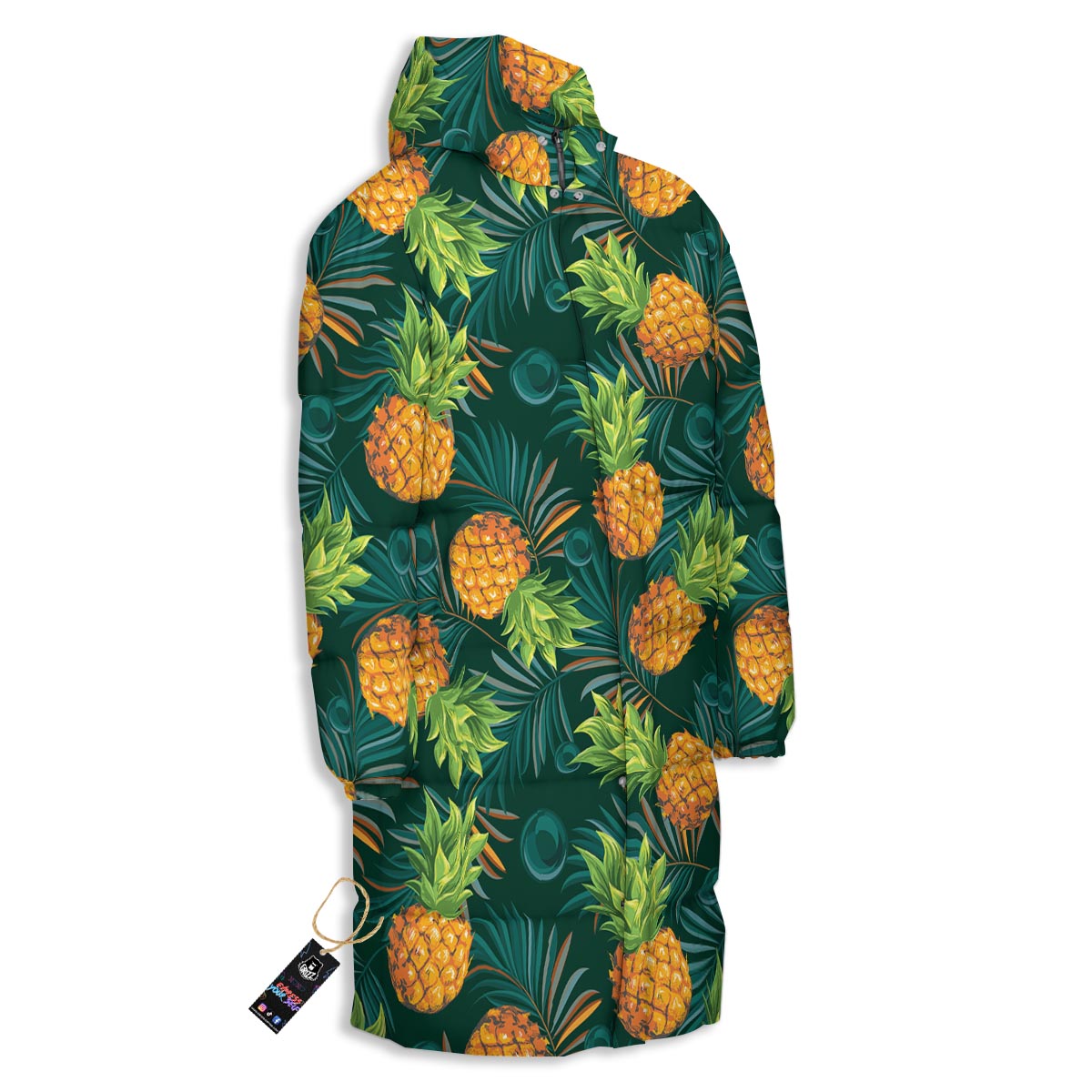 Pineapple Summer Print Pattern Long Down Jacket-grizzshop