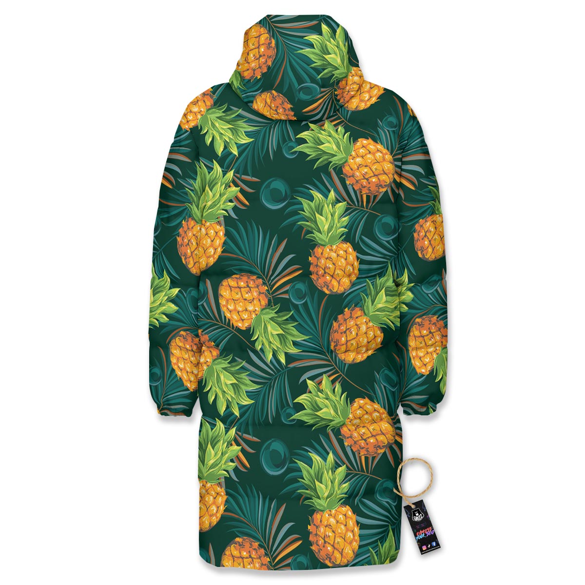 Pineapple Summer Print Pattern Long Down Jacket-grizzshop